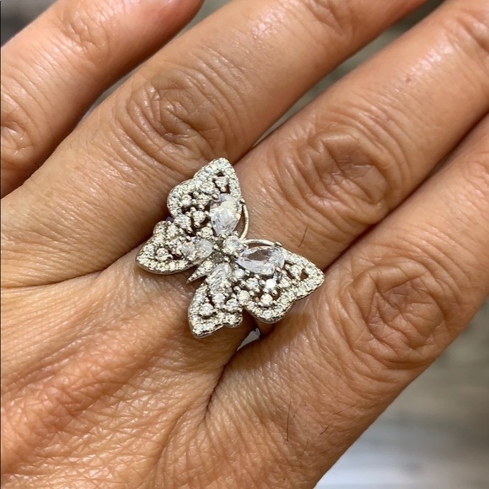 New Sterling silver Butterfly CZ Ring
